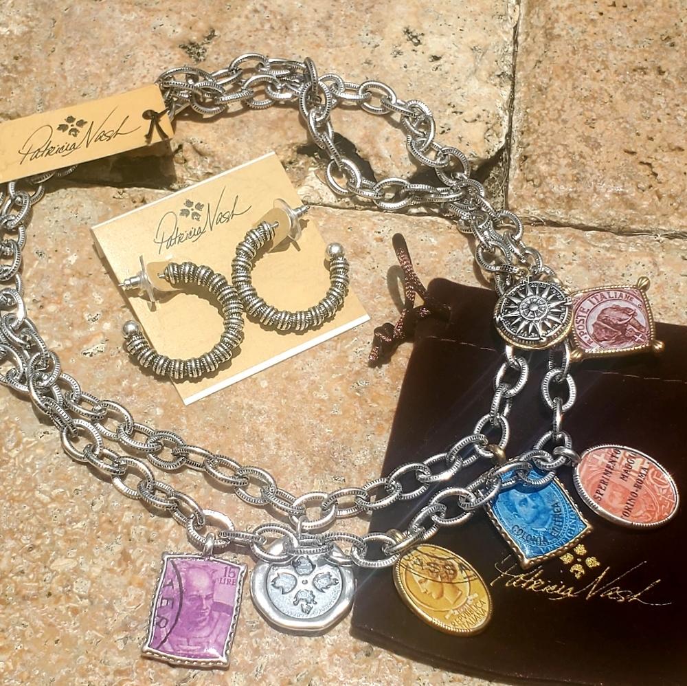 2 pc Patricia Nash Silver Italy Travel Jewelry Set